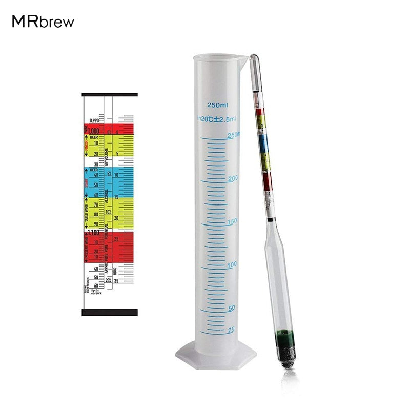 Triple Scale Hydrometer for Beer / Wine Home Brewing Making 3 Scale hydrometer + 250ml Graduated Measuring Cylinder