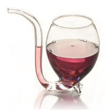 Load image into Gallery viewer, Glass Straw Wine Glass