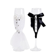 Load image into Gallery viewer, Bride &amp; Groom Champagne Glasses
